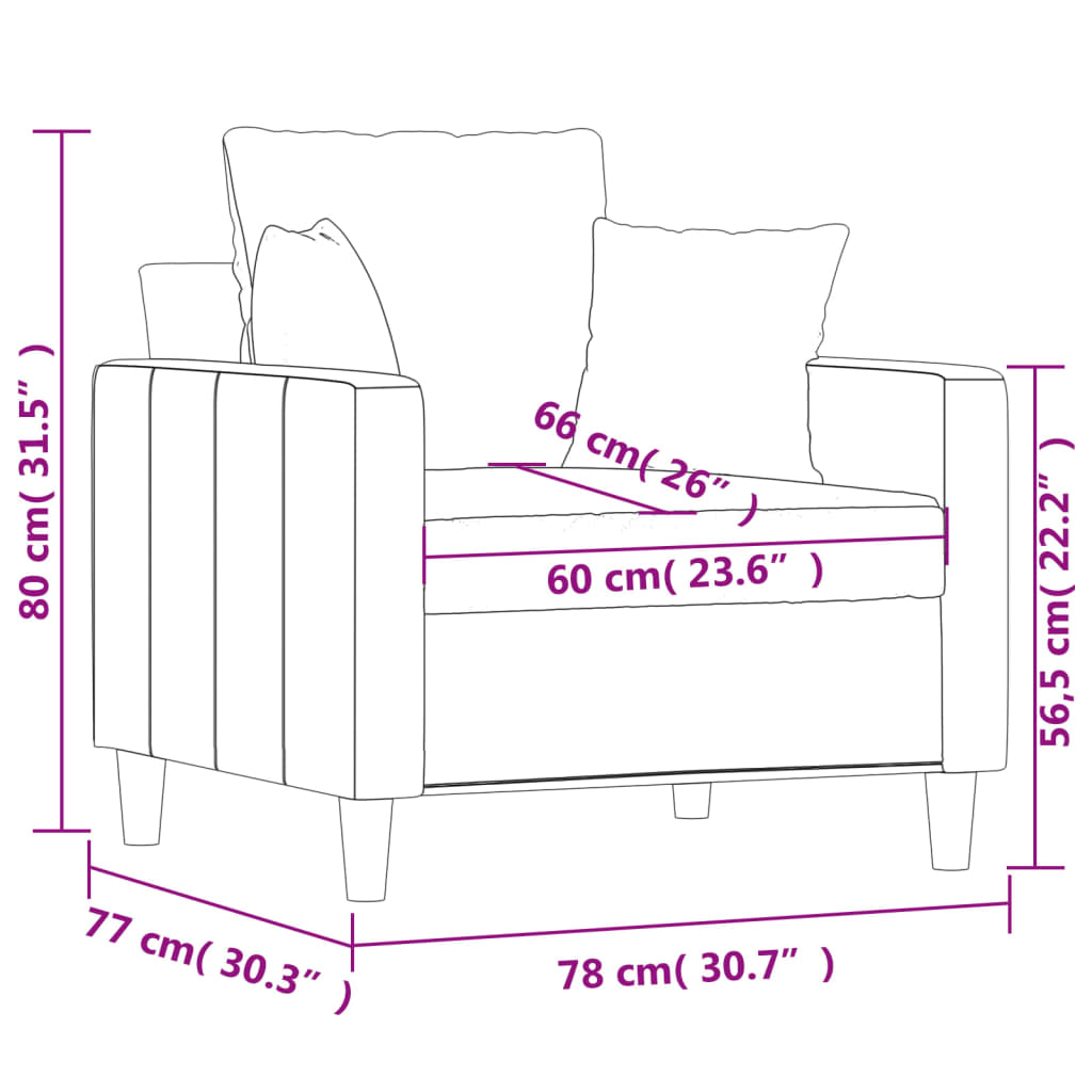 Sessel Rosa 60 cm Samt