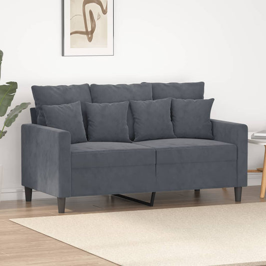 2-seater sofa dark grey 120 cm velvet