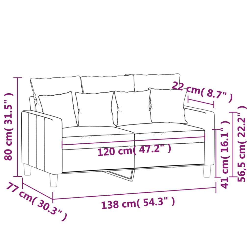 2-Sitzer-Sofa Rosa 120 cm Samt