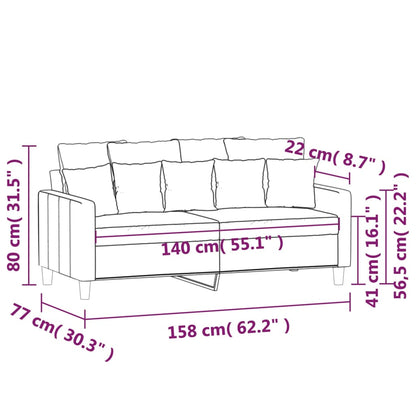 2-Sitzer-Sofa Schwarz 140 cm Samt