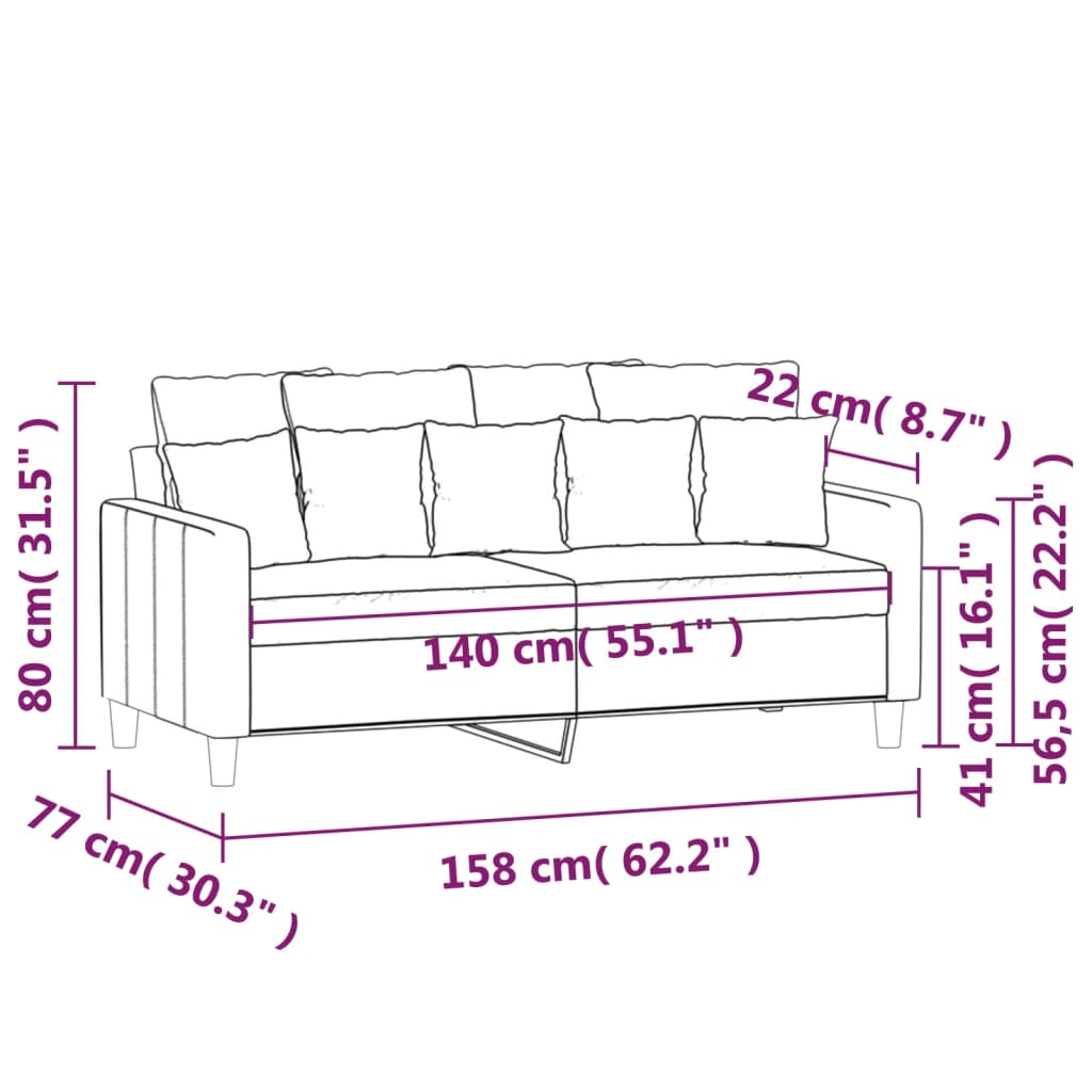 2-Sitzer-Sofa Blau 140 cm Samt