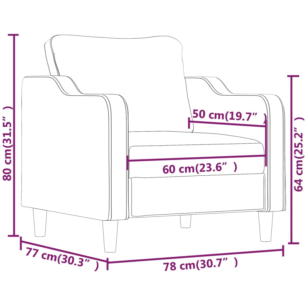 Armchair light grey 60 cm fabric