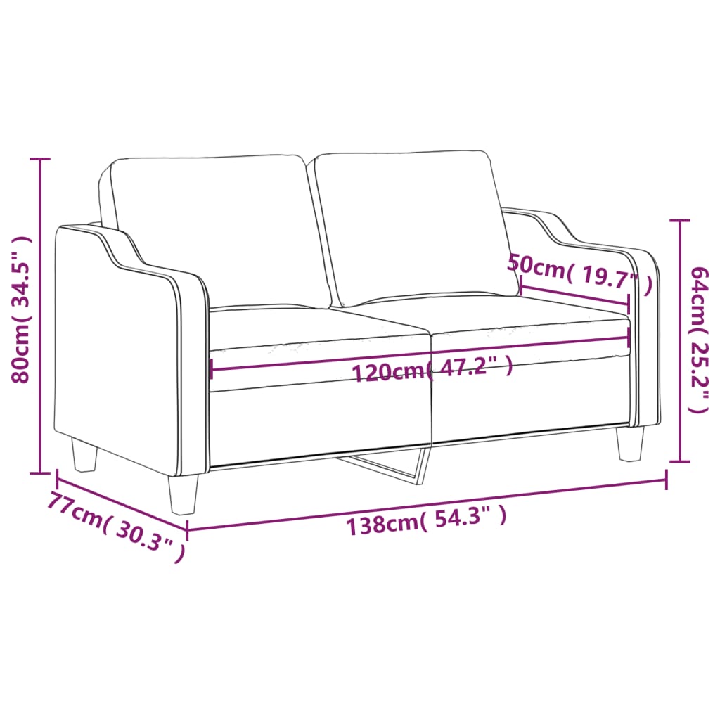 2-Sitzer-Sofa Dunkelgrau 120 cm Stoff