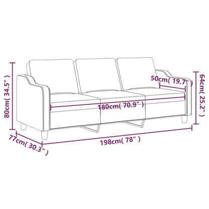 3-Sitzer-Sofa Creme 180 cm Stoff