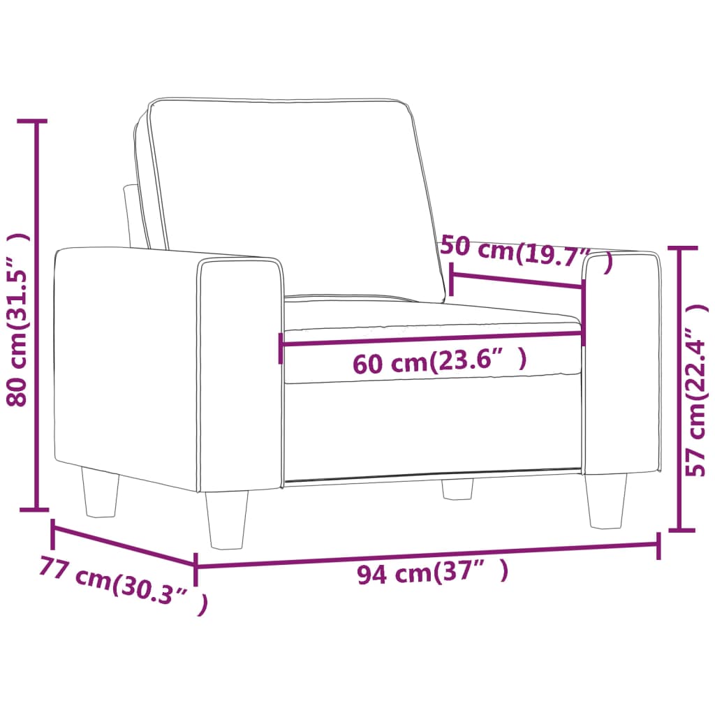 Armchair Taupe 60 cm fabric