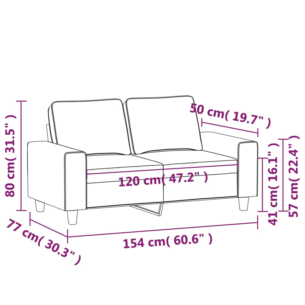 2-Sitzer-Sofa Braun 120 cm Stoff