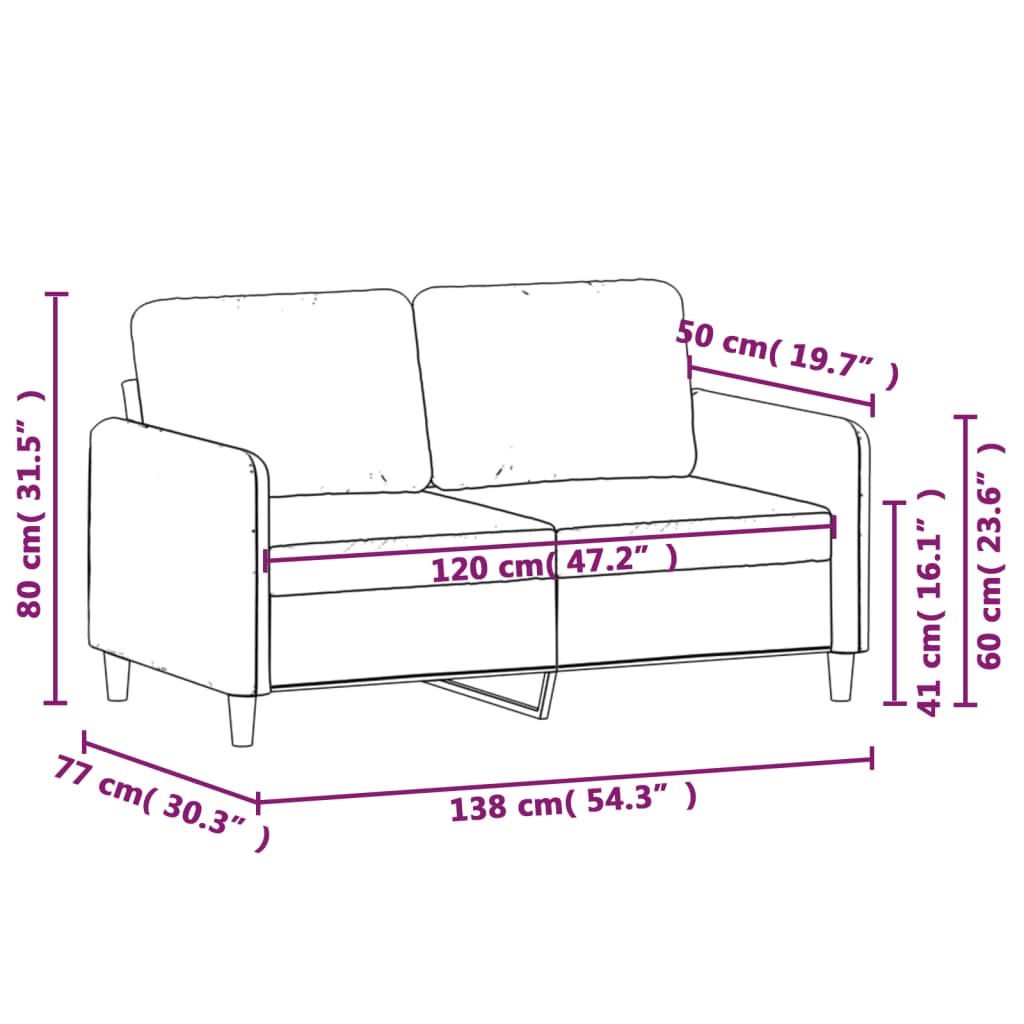 2-Sitzer-Sofa Weinrot 120 cm Samt