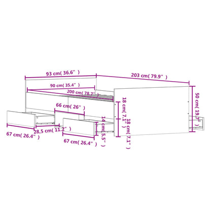 Bettgestell mit Kopf- und Fußteil Weiß 90x200 cm