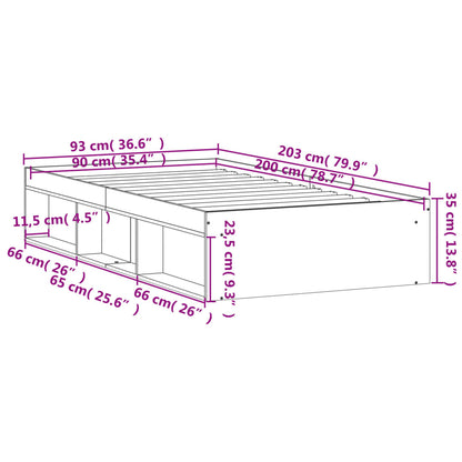 Bettgestell Schwarz 90x200 cm