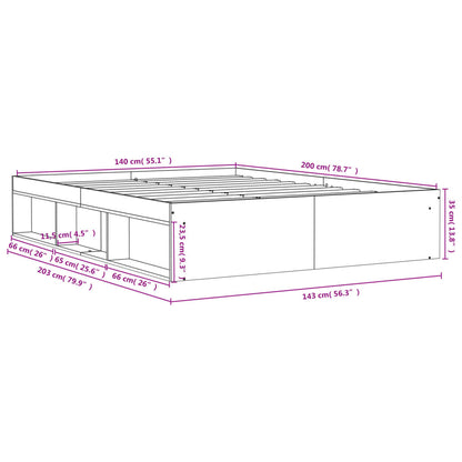 Bettgestell Betongrau 140x200 cm