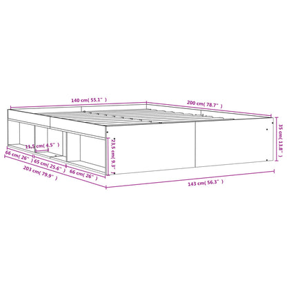 Bettgestell Grau Sonoma 140x200 cm