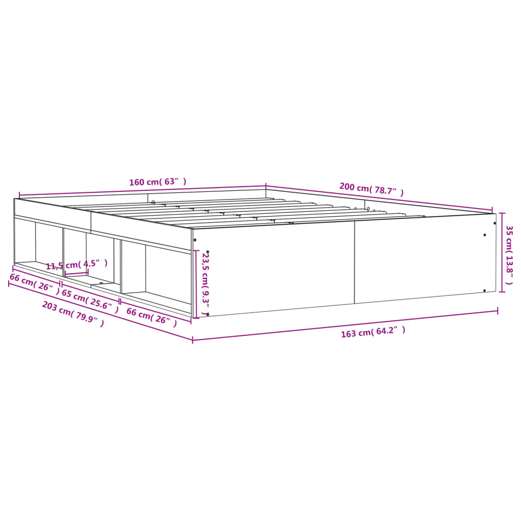 Bettgestell Weiß 160x200 cm