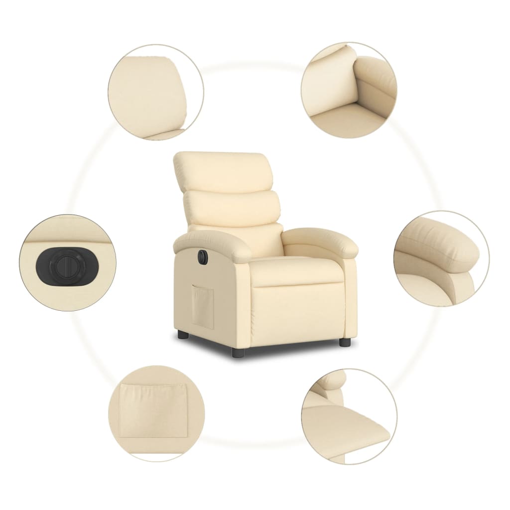 Relaxsessel Elektrisch Creme Stoff