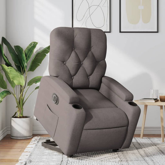 Relaxsessel mit Aufstehhilfe Elektrisch Taupe Stoff