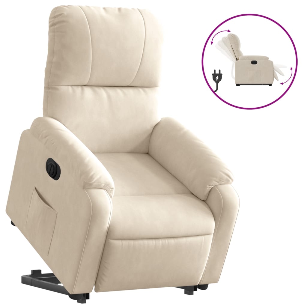 Relaxsessel mit Aufstehhilfe Elektrisch Beige Mikrofasergewebe