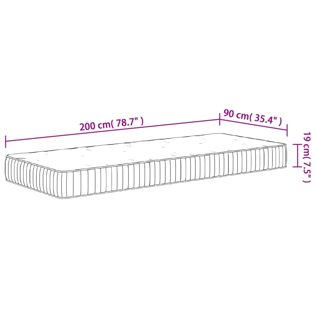 Pocket spring mattress medium 90x200 cm