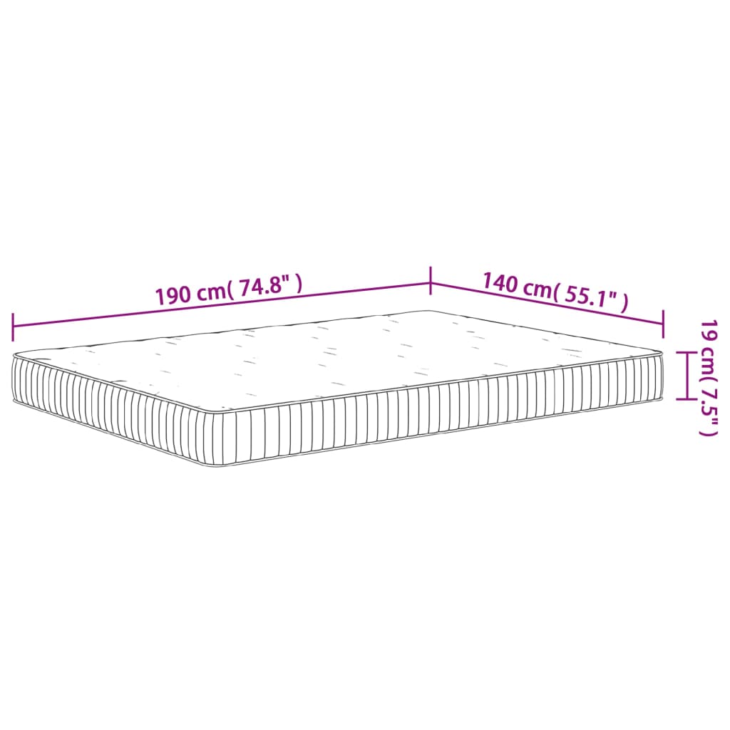 Pocket spring mattress medium 140x190 cm