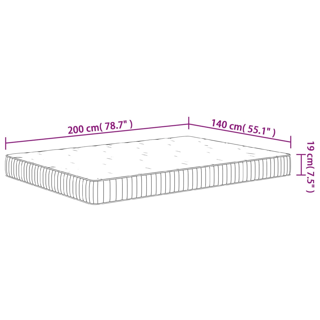 Pocket spring mattress medium 140x200 cm