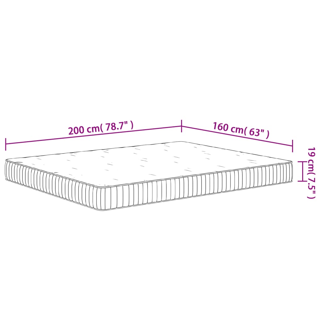 Pocket spring mattress medium 160x200 cm