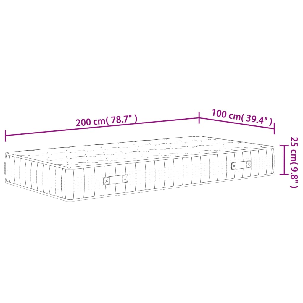 Pocket spring mattress medium firm 100x200 cm