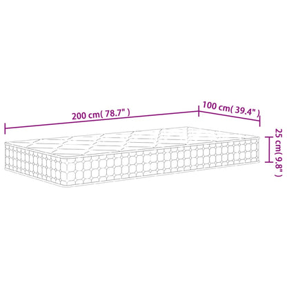 Pocket spring mattress medium firm 100x200 cm