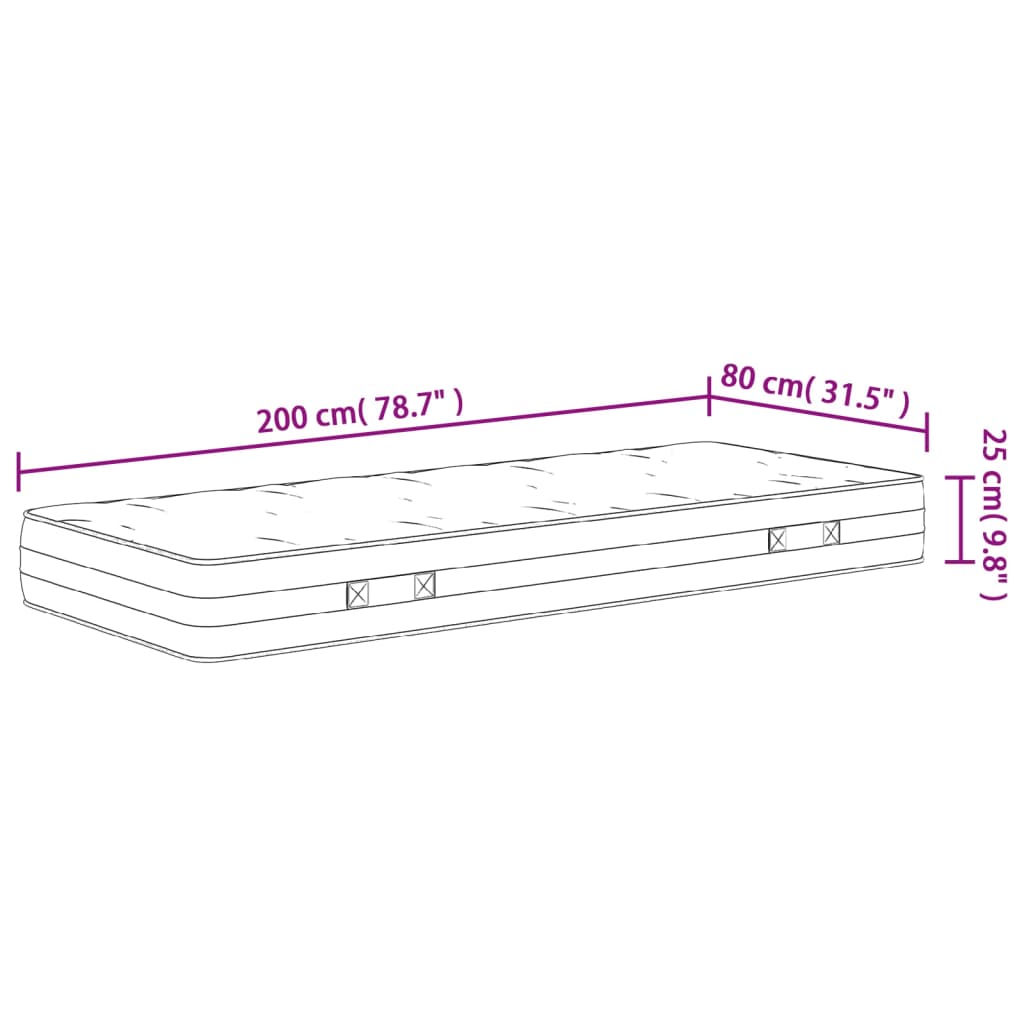 Džepičasta opružna jezgra madraca srednje čvrsta 80x200 cm