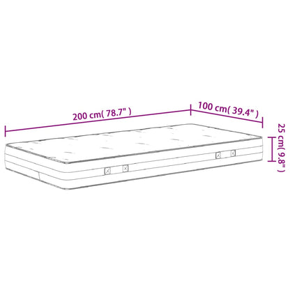 Pocket spring mattress medium firm 100x200 cm