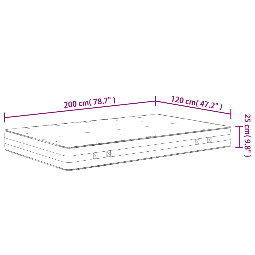 Pocket spring mattress medium firm 120x200 cm