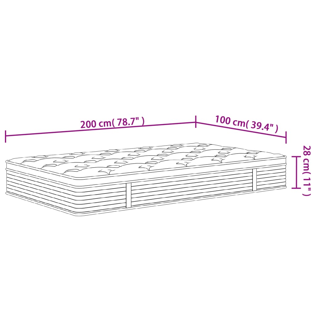 Pocket spring mattress Medium Plus 100x200 cm