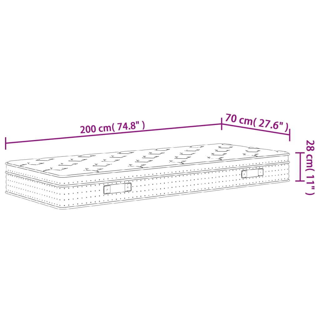 Pocket spring mattress Medium Plus 70x200 cm