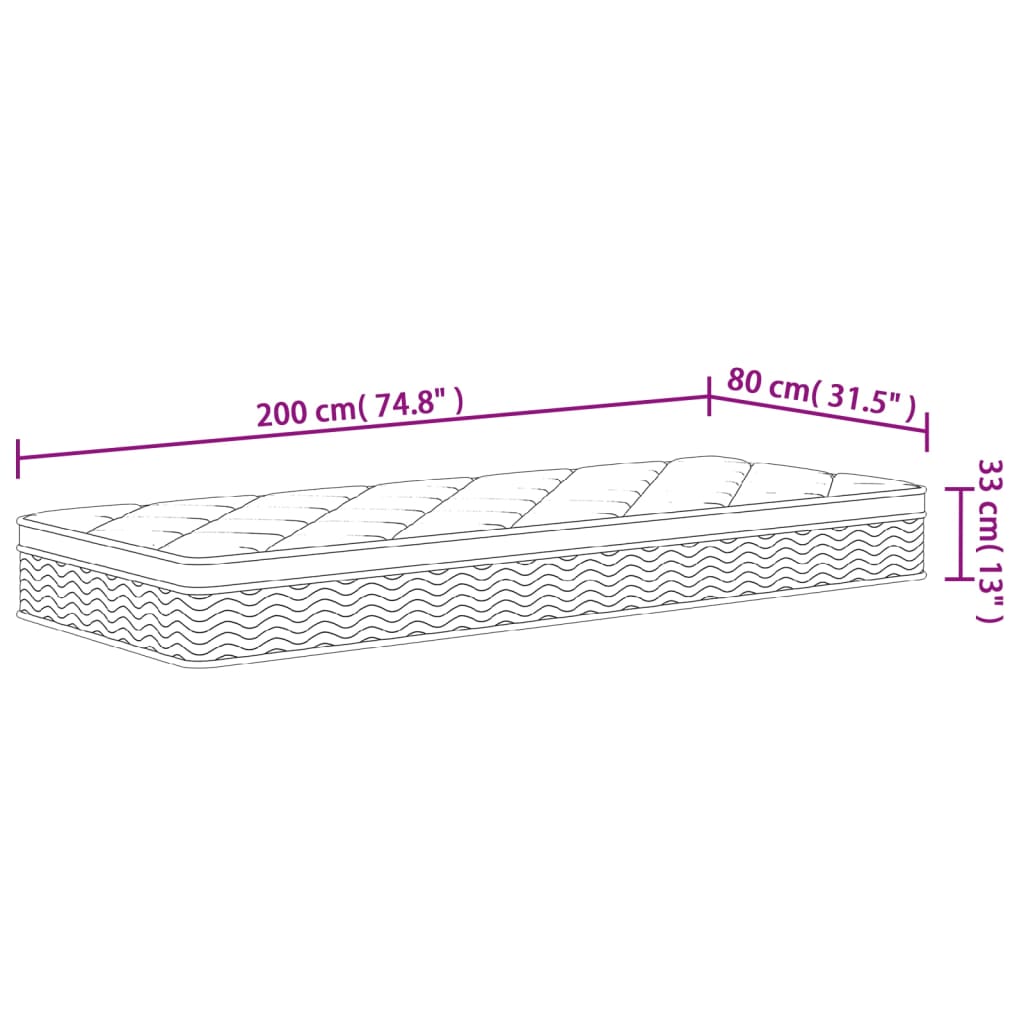 Pocket spring mattress Medium Plus 80x200 cm