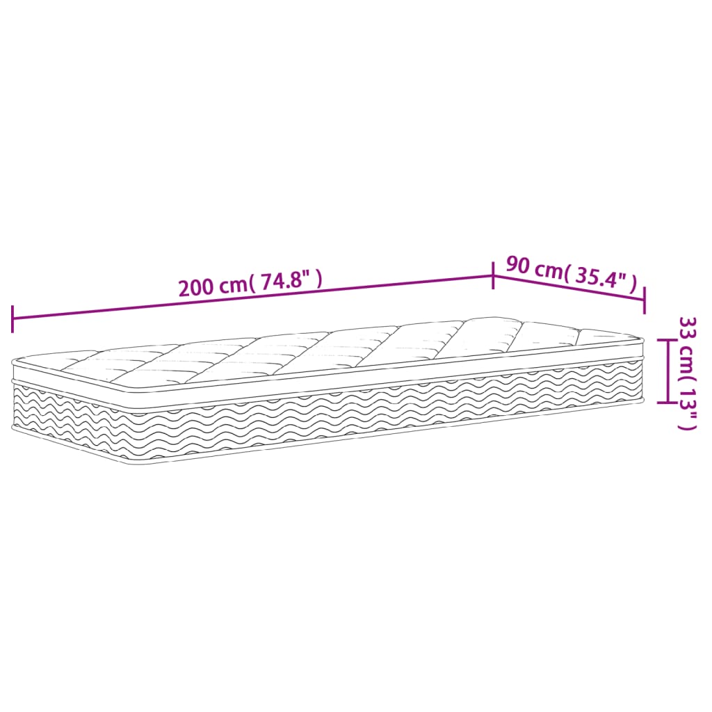 Pocket spring mattress Medium Plus 90x200 cm