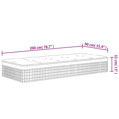 Pocket spring mattress medium firm 90x200 cm