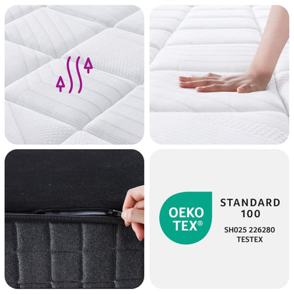 Pocket spring mattress medium firm 100x200 cm