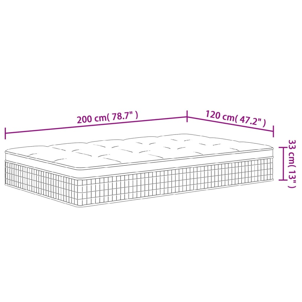 Pocket spring mattress medium firm 120x200 cm