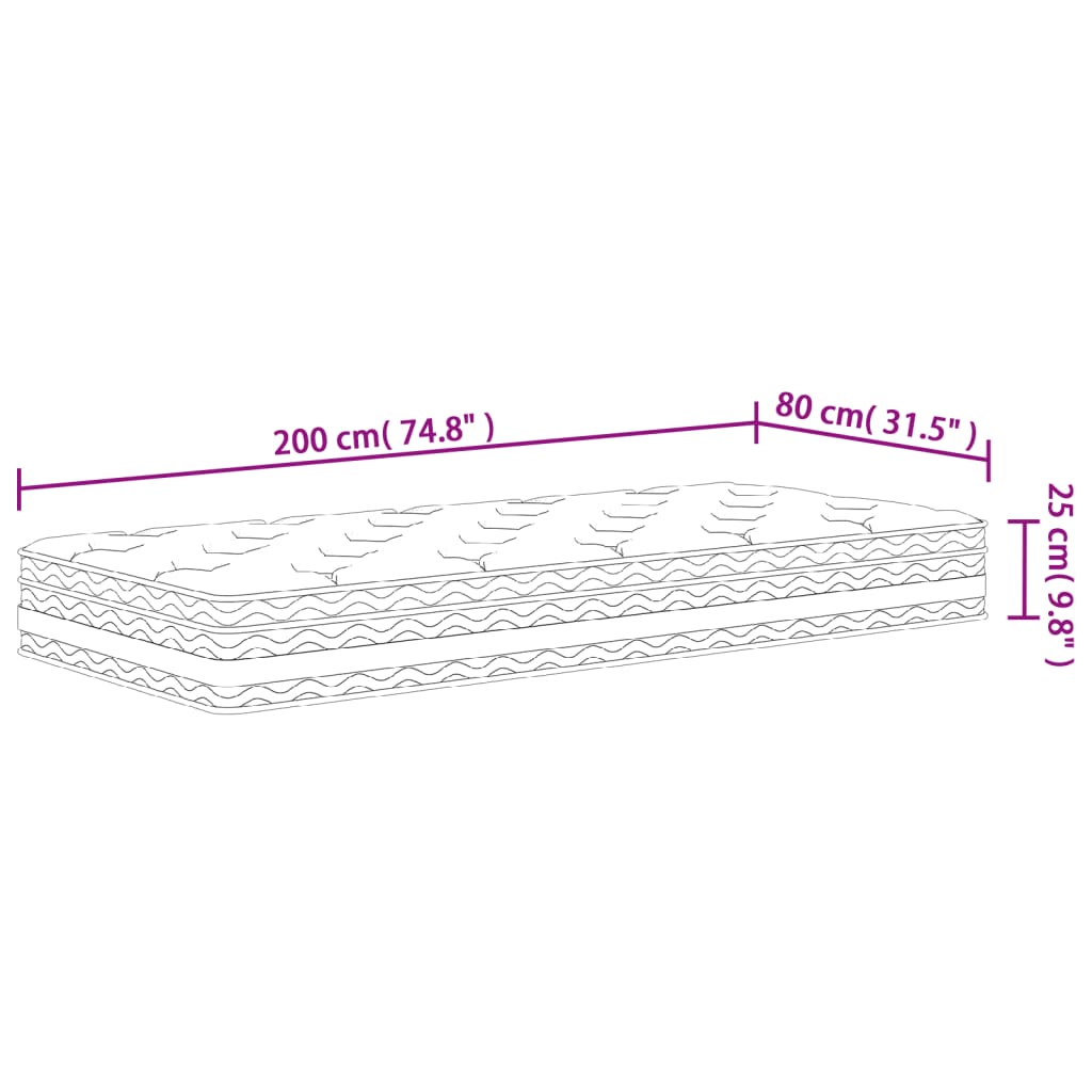 Pocket spring mattress medium 80x200 cm