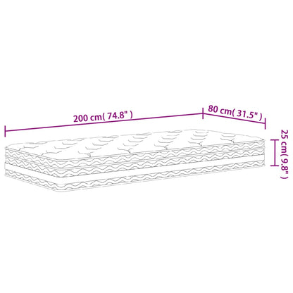 Pocket spring mattress medium 80x200 cm