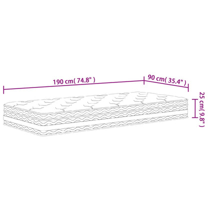 Pocket spring mattress medium 90x190 cm