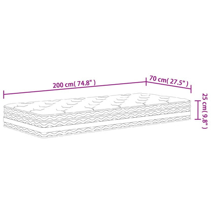 Pocket spring mattress medium 70x200 cm