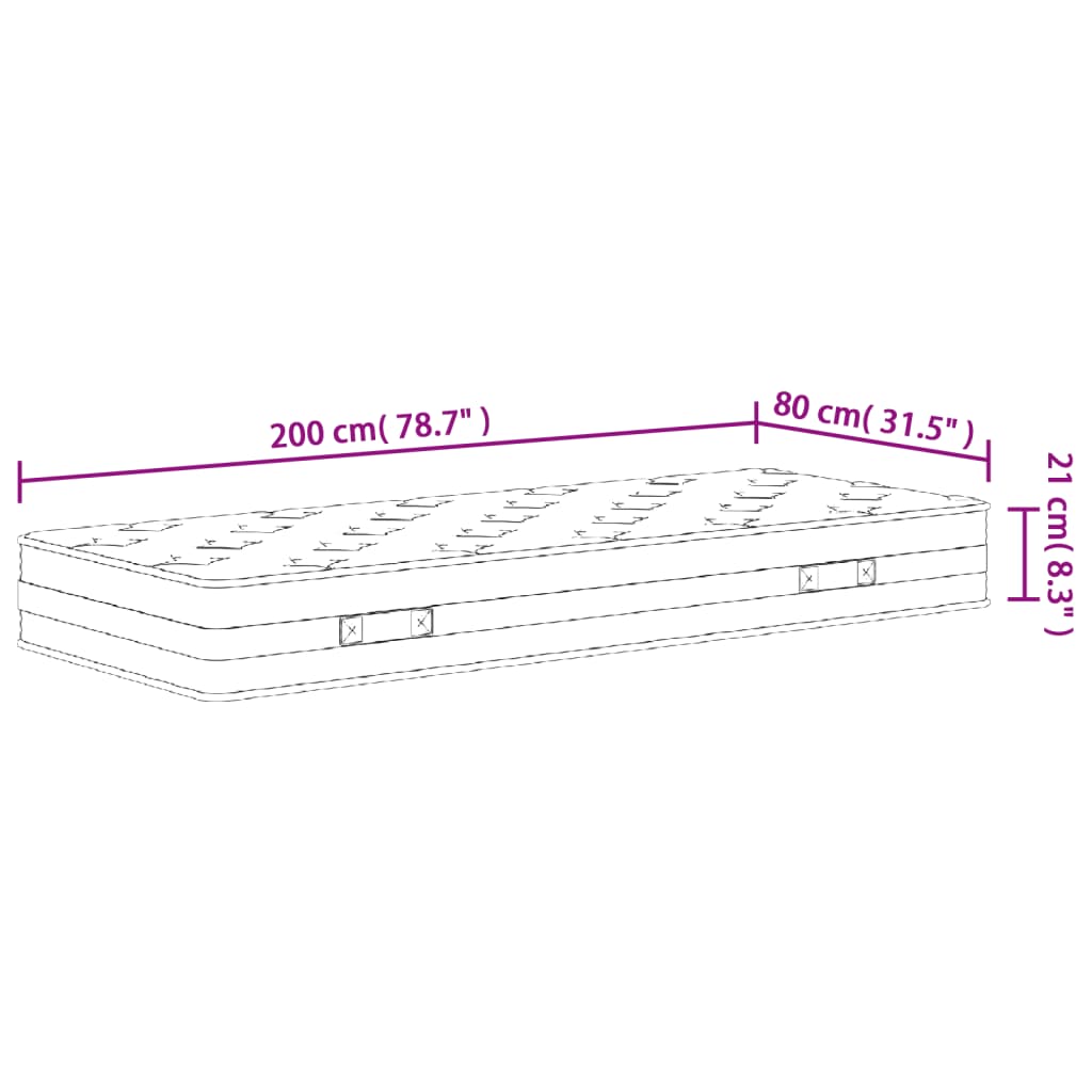 Bonnell spring mattress medium 80x200 cm