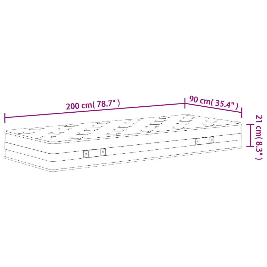 Bonnell spring mattress medium 90x200 cm