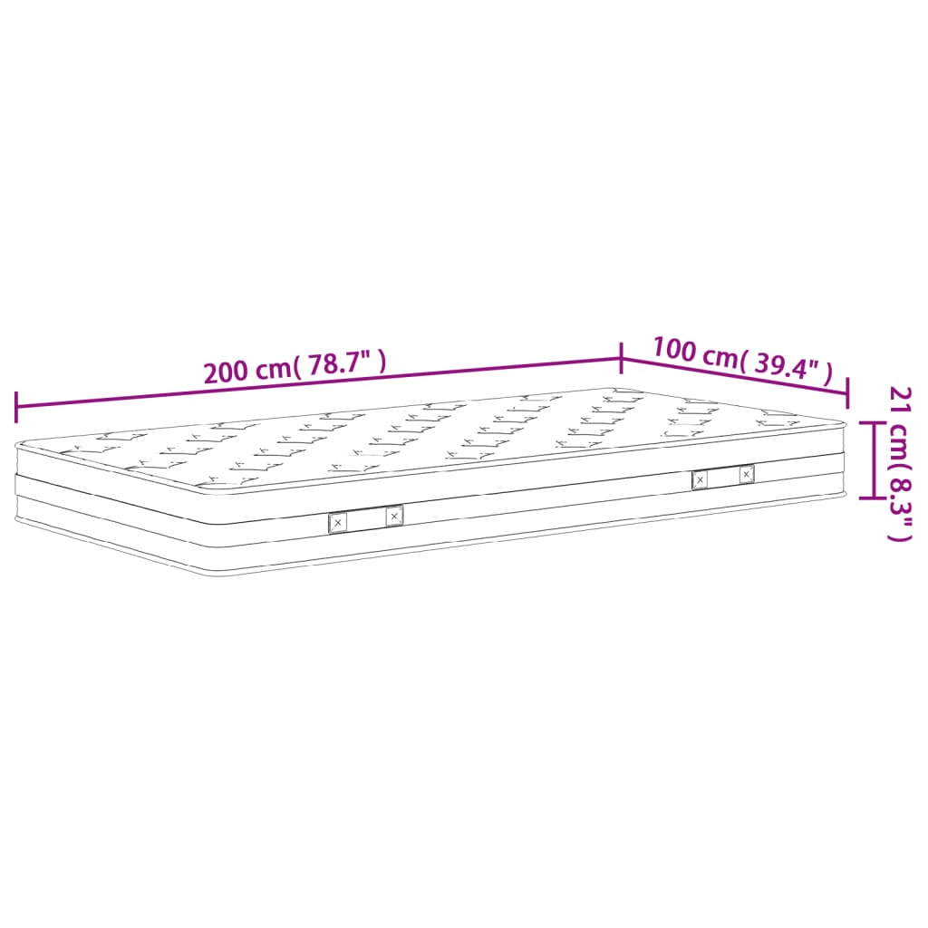 Bonnell spring mattress medium 100x200 cm