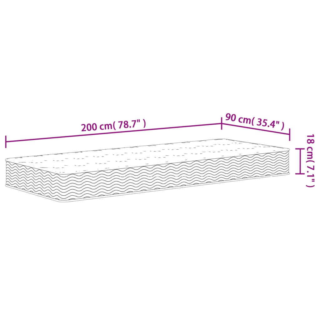 Bonnell spring mattress medium 90x200 cm