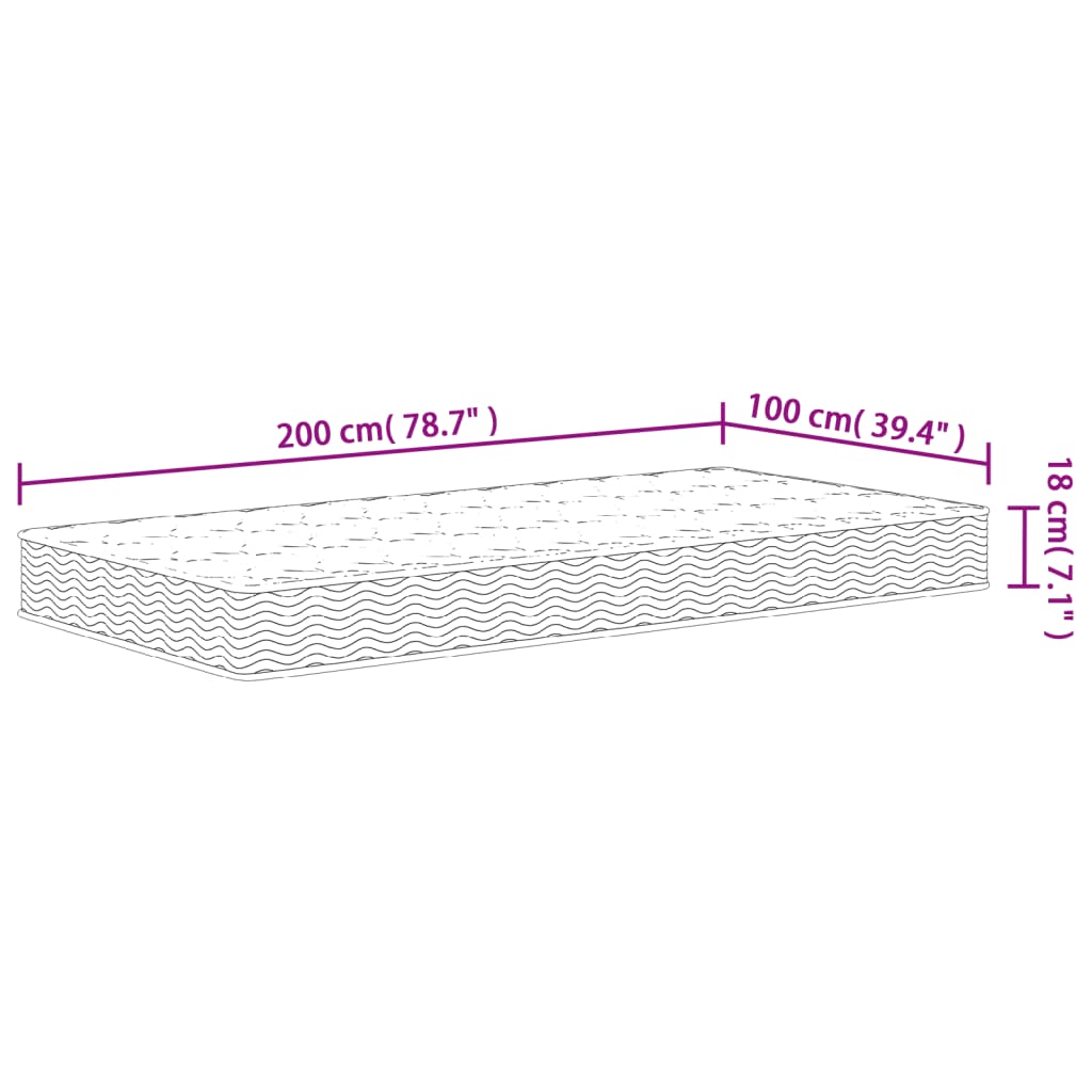 Bonnell spring mattress medium 100x200 cm