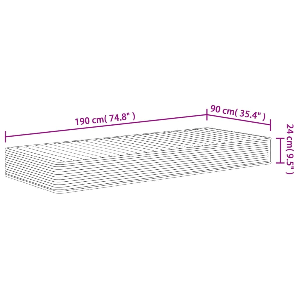 Mattress foam medium soft 90x190 cm