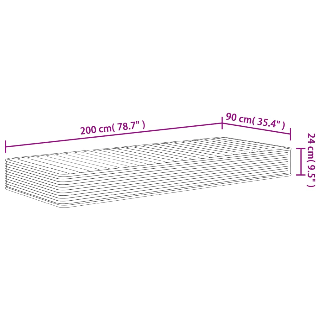 Mattress foam medium soft 90x200 cm