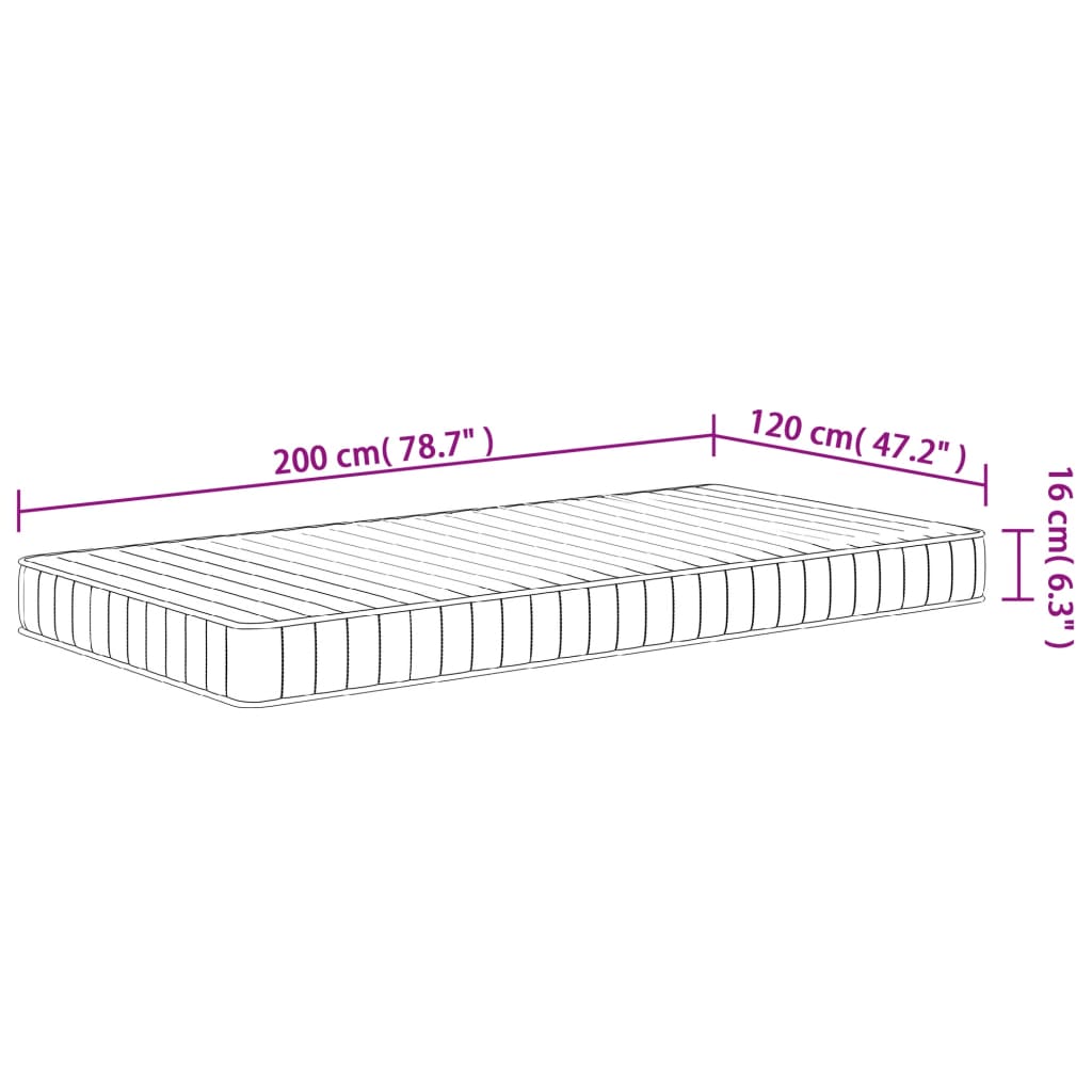 Mattress foam medium soft 120x200 cm