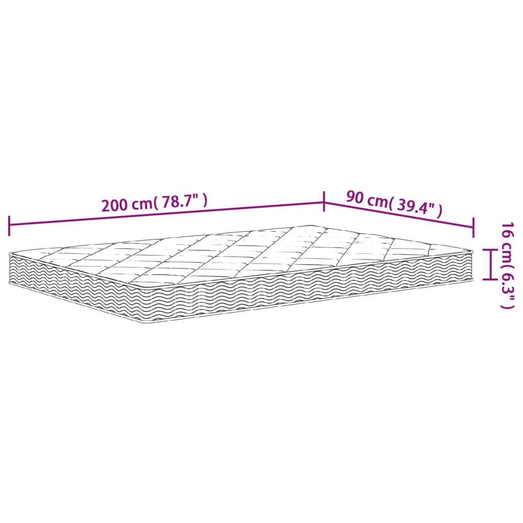 Mattress foam medium soft 90x200 cm