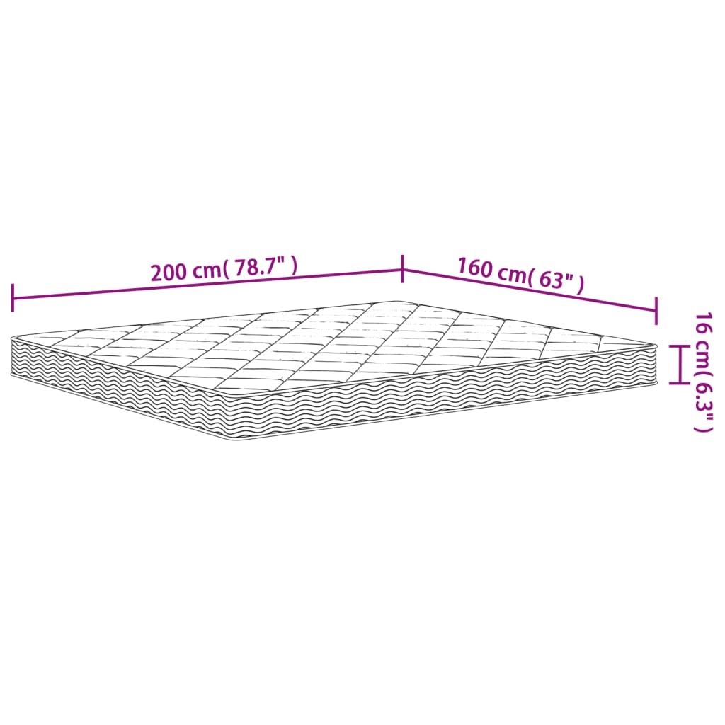 Mattress foam medium soft 160x200 cm