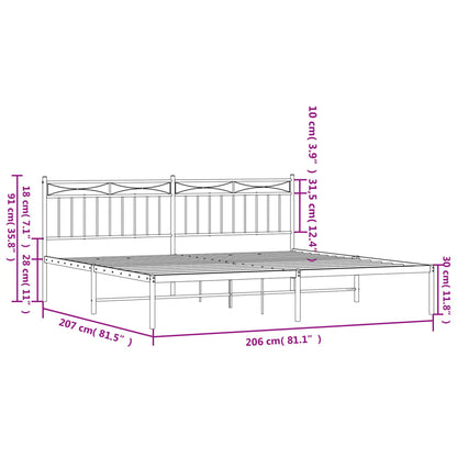 Bettgestell mit Kopfteil Metall Schwarz 200x200 cm